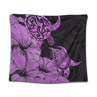Hawaii Turtle Tapestry Polynesian Hibiscus Art Pink - AH Wall Tapestry Black - Polynesian Pride