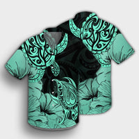 Hawaii Turtle Hawaiian Shirt Polynesian Hibiscus Art Turquoise - AH - Polynesian Pride