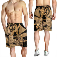 Hawaii Turtle Men's Shorts Polynesian Hibiscus Art Ver 2.0 Gold - AH - Polynesian Pride