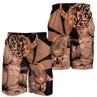 Hawaii Turtle Men's Shorts Polynesian Hibiscus Art Ver 2.0 Orange - AH - Polynesian Pride