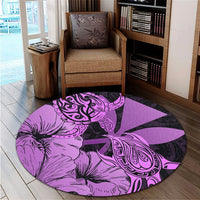 Hawaii Turtle Round Carpet Polynesian Hibiscus Art Ver 2.0 Pink - AH - Polynesian Pride