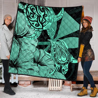 Hawaii Turtle Premium Quilts Polynesian Hibiscus Art Ver 2.0 Turquoise - AH - Polynesian Pride