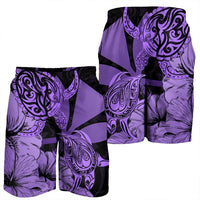 Hawaii Turtle Men's Shorts Polynesian Hibiscus Art Ver 2.0 Violet - AH - Polynesian Pride