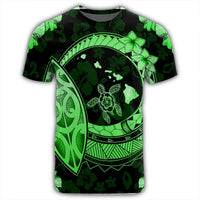 Hawaii Turtle Hibiscus Map Polynesian T Shirt Green - Polynesian Pride