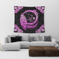 Hawaii Turtle Hibiscus Map Polynesian Tapestry Pink - AH - Polynesian Pride