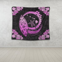 Hawaii Turtle Hibiscus Map Polynesian Tapestry Pink - AH - Polynesian Pride
