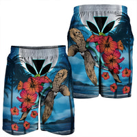 Hawaii Turtle Kanaka Hibiscus Stary Night Men's Shorts - AH - Polynesian Pride