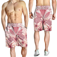 Hawaii Turtle Kanaka Plumeria Polynesian Men's Shorts Pink - AH - Polynesian Pride