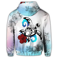 Hawaii Turtle Lollipop Plumeria Zip Hoodie - Polynesian Pride