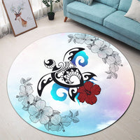 Hawaii Turtle Lollipop Plumeria Round Carpet - AH - Polynesian Pride