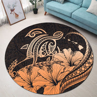 Hawaii Turtle Map Polynesian Round Carpet Safety Orange - AH - Polynesian Pride