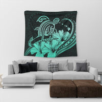 Hawaii Turtle Map Polynesian Tapestry Safety Turquoise - AH - Polynesian Pride