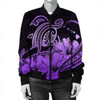 Hawaii Turtle Map Polynesian Bomber Jacket Safety Violet 2 - AH - Polynesian Pride
