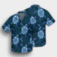 Hawaii Turtle Plumeria Blue Hawaiian Shirt - AH - Polynesian Pride