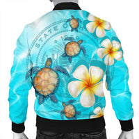 Hawaii Turtle Plumeria Coat Of Arm Ocean Bomber Jacket - AH - Polynesian Pride