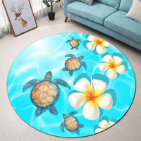 Hawaii Turtle Plumeria Ocean Round Carpet - AH - Polynesian Pride