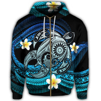 Hawaii Turtle Plumeria Polynesian Zip Hoodie Mela Style - Polynesian Pride
