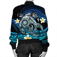 Hawaii Turtle Plumeria Polynesian Bomber Jacket - Mela Style - AH - Polynesian Pride