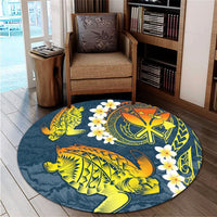 Hawaii Turtle Plumerian Polynesian Round Carpet - Sease Style - ver 2 - AH - Polynesian Pride