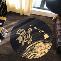 Hawaii Turtle Polynesian Map Plumeria Round Carpet - AH - Polynesian Pride