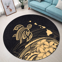 Hawaii Turtle Polynesian Map Plumeria Round Carpet - AH - Polynesian Pride