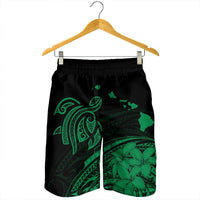 Hawaii Turtle Polynesian Map Plumeria Men's Shorts Green - AH - Polynesian Pride