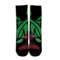 Hawaii Turtle Polynesian Tropical Crew Socks - Ghia Style Green - AH - Polynesian Pride