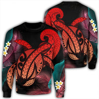 Hawaii Turtle Polynesian Tropical Sweatshirt - Ghia Style Red - AH Unisex Black - Polynesian Pride