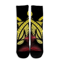 Hawaii Turtle Polynesian Tropical Crew Socks - Ghia Style Yellow - AH - Polynesian Pride