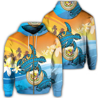 Hawaii Turtle Sea Cost of Arm Zip Hoodie Unisex Art - Polynesian Pride