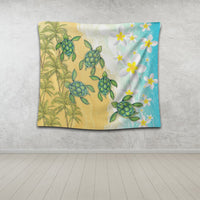 Hawaii Turtle Sea Hibiscus Coconut Tree Tapestry - AH - Polynesian Pride