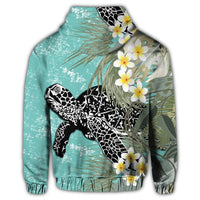 Hawaii Turtle Sea Plumeria Zip Hoodie - Polynesian Pride