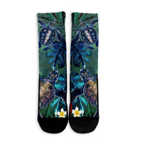 Hawaii Turtle Tropical Art Crew Socks - Hela Style - AH - Polynesian Pride