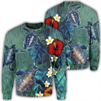 Hawaii Turtle Tropical Art Sweatshirt - Hela Style - AH Unisex Black - Polynesian Pride