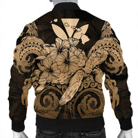 Hawaii Turtle Wave Polynesian Bomber Jacket - Hey Style Gold - AH - Polynesian Pride