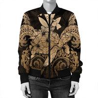 Hawaii Turtle Wave Polynesian Bomber Jacket - Hey Style Gold - AH - Polynesian Pride