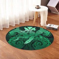 Hawaii Turtle Wave Polynesian Round Carpet - Hey Style Green Pastel - AH - Polynesian Pride