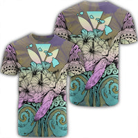 Hawaii Turtle Wave Polynesian T Shirt Hey Style Yellow Unisex Black - Polynesian Pride