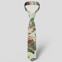 Hawaii Vintage Tropical Jungle Leaves Orchid Bird Necktie - Polynesian Pride