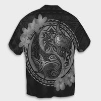 Hawaii Yin Yang Turtle Shark Hibiscus Plumeria Hawaiian Shirt - Gray - AH - Polynesian Pride