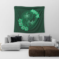Hawaii Yin Yang Turtle Shark Hibiscus Plumeria Tapestry - Green - AH - Polynesian Pride