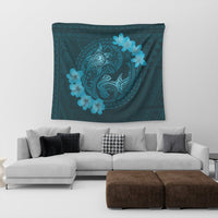 Hawaii Yin Yang Turtle Shark Hibiscus Plumeria Tapestry - Pastel - AH - Polynesian Pride
