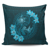 Hawaii Yin Yang Turtle Shark Hibiscus Plumeria Pillow Covers - Pastel - AH Pillow Covers Black - Polynesian Pride