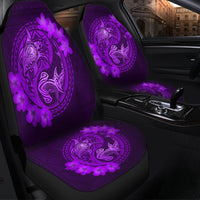 Hawaii Yin Yang Turtle Shark Hibiscus Plumeria Car Seat Covers - Purple - AH - Polynesian Pride