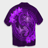 Hawaii Yin Yang Turtle Shark Hibiscus Plumeria Hawaiian Shirt - Purple - AH - Polynesian Pride