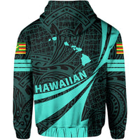 Kanaka Polynesian Hoodie Turquoise Doma Style - Polynesian Pride
