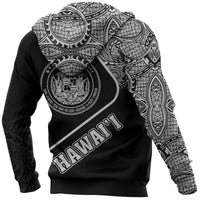 Hawaii Coat of Arms Polynesian Zip up Hoodie White Pride - Polynesian Pride