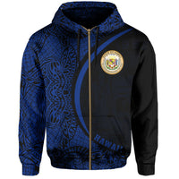 Hawaii Polynesian Zipper Hoodie Blue Round Style - Polynesian Pride
