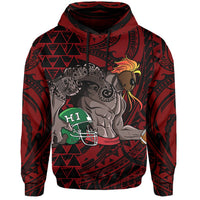 Kakau Red Hawaii Warrior Football Hoodie - Polynesian Pride