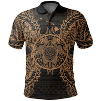 Hawaii Polo Shirt Hawaii Map Polynesian Turtle Gold Unisex Gold - Polynesian Pride